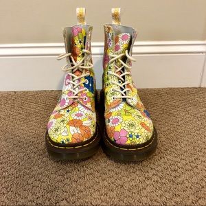 Flower patterned limited edition Doc Marten boots